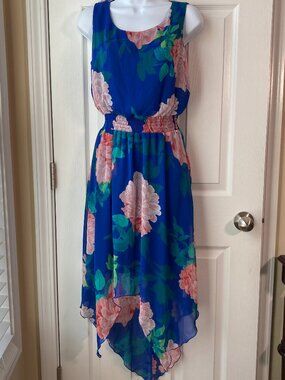 Kate & Lily | Blue Sleeveless Floral Midi Dress